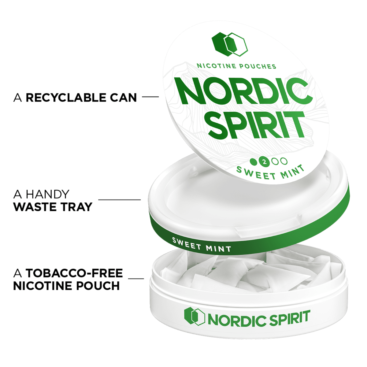 Nordic Spirit Sweet Mint Regular Nicotine Pouches recycle can